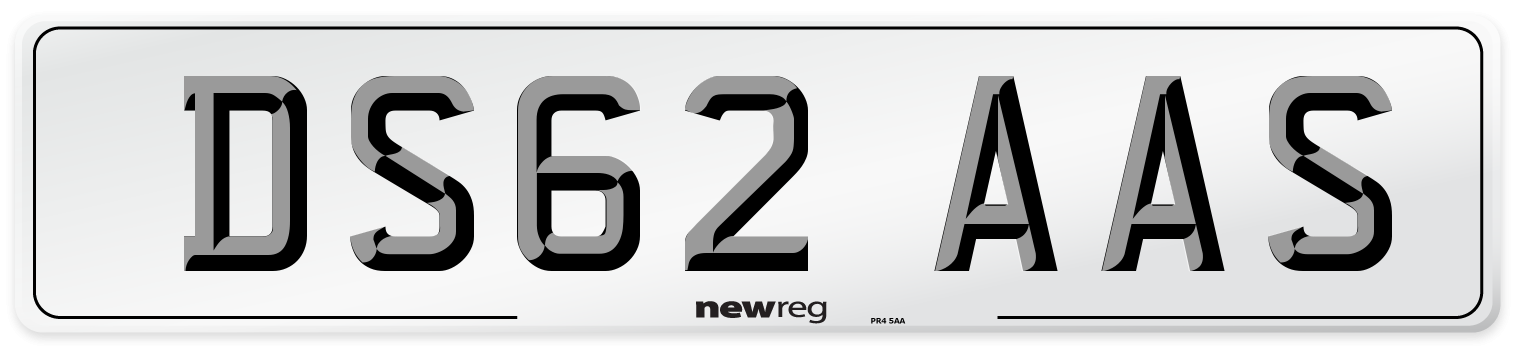 DS62 AAS Number Plate from New Reg